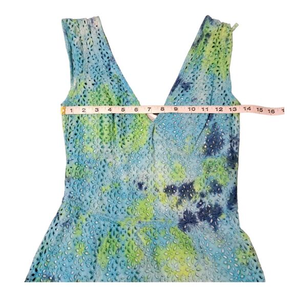 French Connection Women's Dress #714AW Midi Daisy Lace V-Neck Size 4 Blue+Green - Picture 10 of 16